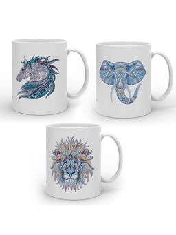 Indigifts - Festival Gifts Set of 3 Printed Ceramic Mugs