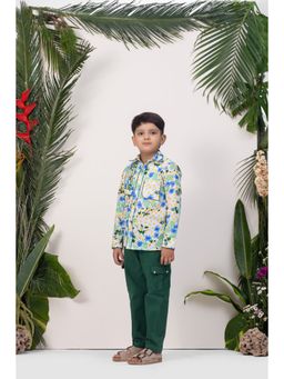 Mulyo Kids - Green Asymmetric Floral Co-ord (Set of 2)