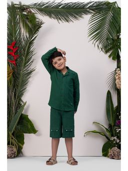 Mulyo Kids - Green Pintuck Solid Co-Ord (Set of 2)