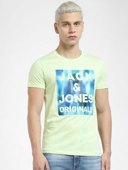 Jack & Jones - Green Logo Print Crew Neck T-shirt