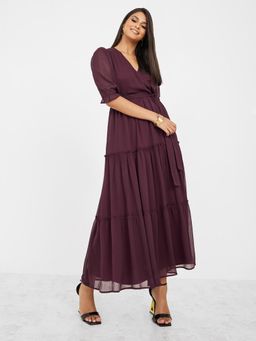 Styli - Gathered Detail Tiered Maxi Dress (Set of 2)