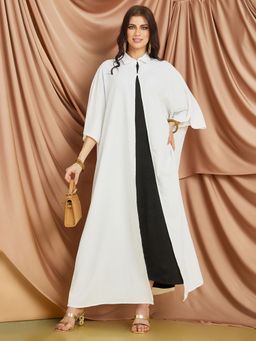 Styli - Maxi Length Oversized Kimono With Collar And Buttons