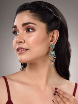 Saraf RS Jewellery - Silver Plated Oxidised Drop Earrings
