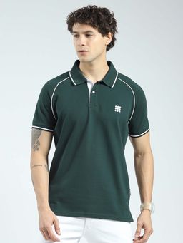 Rock.it - Green Solid Collar Neck T-Shirt