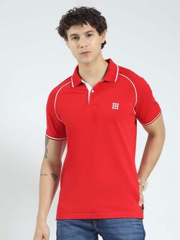 Rock.it - Red Solid Collar Neck T-Shirt