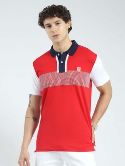 Rock.it - Red Colorblock Collar Neck T-Shirt