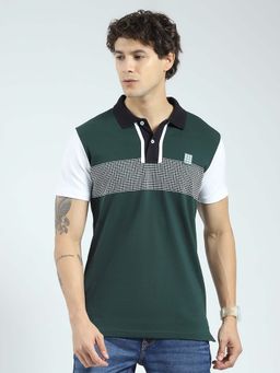 Rock.it - Green Colorblock Collar Neck T-Shirt