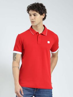 Rock.it - Red Solid Collar Neck T-Shirt