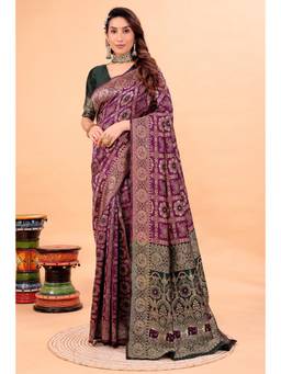 Nyri - Wine New Trendy Wedding And Festival Wear Silk Blend Banarasi Woven Designer Saree