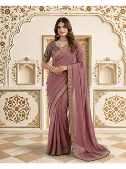 Nyri - Mauve Designer Rangoli Silk Embroidery Sequence Work Saree