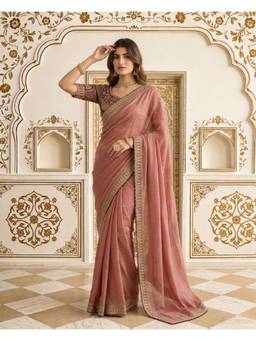 Nyri - Mauve Designer Rangoli Silk Embroidery Sequence Work Saree With Multi Arco Border