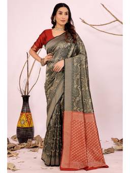 Nyri - Green New Trendy Wedding And Festival Wear Silk Blend Banarasi Woven Designer Saree