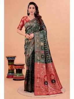 Nyri - Green New Trendy Wedding And Festival Wear Silk Blend Banarasi Woven Designer Saree