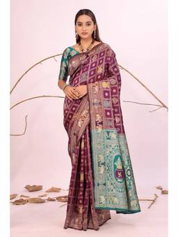 Nyri - Wine New Trendy Wedding And Festival Wear Silk Blend Banarasi Woven Designer Saree