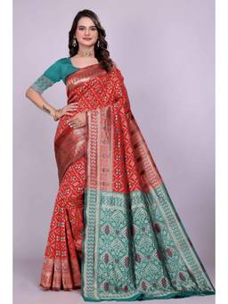 Nyri - Red New Trendy Wedding And Festival Wear Silk Blend Banarasi Woven Designer Saree