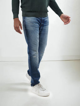 CELIO - Men Blue Solid Slim Fit Cotton Casual Jeans