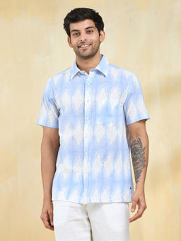 Fabindia - White Cotton Hand Block Printed Regular Shirt
