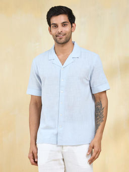 Fabindia - Blue Cotton Dobby Regular Shirt