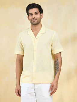 Fabindia - Yellow Cotton Dobby Regular Shirt