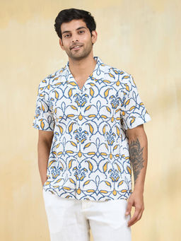 Fabindia - White Cotton Printed Regular Shirt