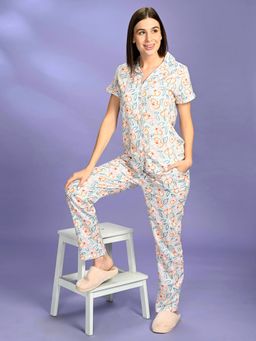 July Nightwear - Women Rayon Blue Shirt - Pyjama-WPC449