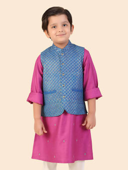 Fabindia - Blue Viscose Silk Hand Block Printed Jacket