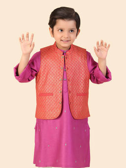 Fabindia - Red Viscose Silk Hand Block Printed Jacket