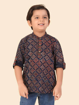 Fabindia - Indigo Cotton Ajrakh Printed Short Kurta