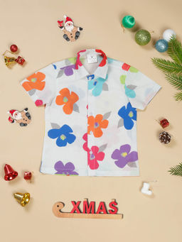 Little Musketeer - Boys Floral Printed Round Neck Cotton Shirt