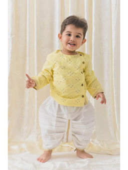 TIBER TABER - Baby Boys Desi Boys Dhoti Kurta - Yellow (Set of 2)