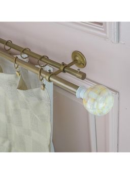 The Decor Mart - 84"-144" Tesla Mother Of Pearl Extendable Double Curtain Rod Golden 19Mm (Hardware Inc.)