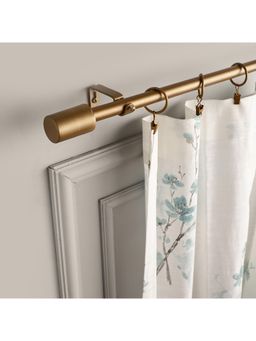 The Decor Mart - Extendable Single Curtain Rod with Golden Matte Finial Hardware