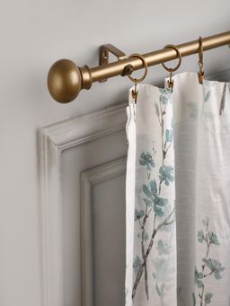 The Decor Mart - 48"-88" Gold Ball Finial Extendable Curtain Rod Gold 19Mm (Hardware Included)