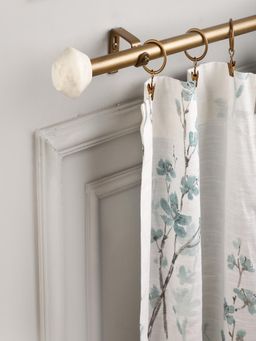 The Decor Mart - 84"-144" Marble Hex Finial Extendable Curtain Rod Gold 19Mm (Hardware Included)