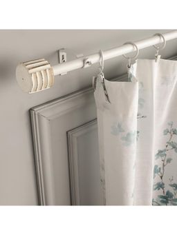 The Decor Mart - 48"-88" Linear White Distressed Finial Extendable Single Double Curtain Rod White 19Mm