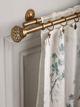 The Decor Mart - 84"-144" Ventilia Metal Finial Extendable Double Curtain Rod Gold 19Mm (Hardware Included)