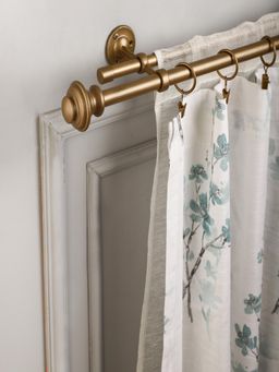 The Decor Mart - 84"-144" Typho Gold Metal Finial Extendable Double Curtain Rod Gold 19Mm (Hardware Inc.)