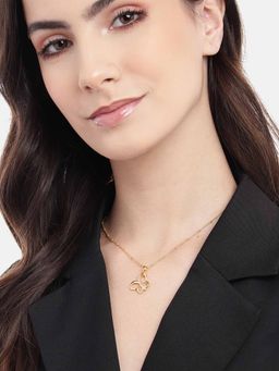 Carlton London - Women White 18KT Gold Plated CZ Floral Pendant Necklace