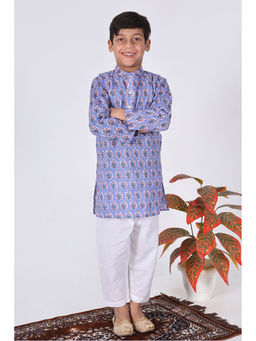 The Cotton Staple - Boys Blue Orchid Kurta and Pyjama (Set of 2)