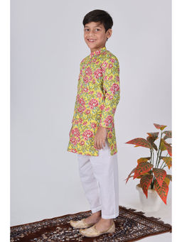 The Cotton Staple - Boys Lemon Floral Kurta and Pyjama (Set of 2)