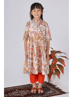The Cotton Staple - Sepia Floral Printed Kurta & Pant (Set of 2)