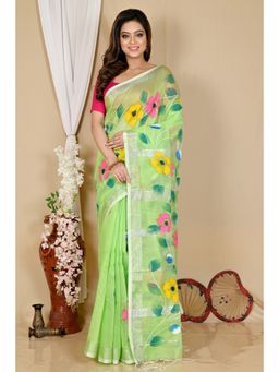 DipDiya - Green Cotton Blend Saree