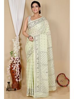 DipDiya - Off White Pure Cotton Saree