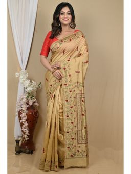 DipDiya - Gold Cotton Saree with Unstitched Blouse