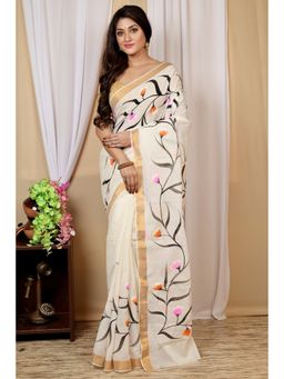 DipDiya - Hataka Multi-Colour Bengali Hand Painted Pure Cotton Saree without Blouse