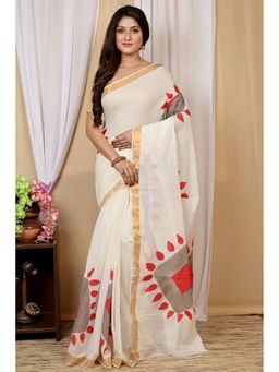 DipDiya - Hataka Women Pure Cotton Multi Colored Bengali Hand Painted Saree without Blouse