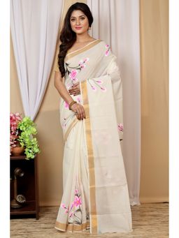 DipDiya - Hataka Women Multi-Colour Pure Cotton Bengali Hand Painted Saree without Blouse