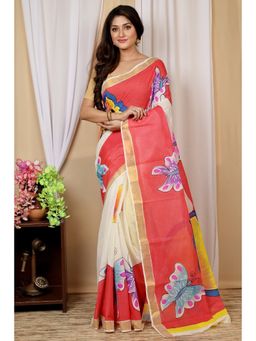 DipDiya - Hataka Multi-Colour Pure Cotton Bengali Hand Painted Saree without Blouse