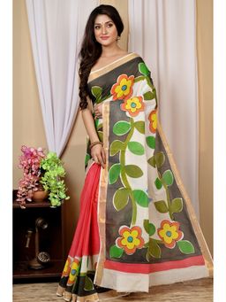 DipDiya - Hataka Multi-Coloured Pure Cotton Bengali Hand Painted Saree without Blouse