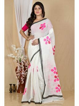 DipDiya - Hataka Women Pure Cotton Multi Colored Bengali Hand Painted Saree without Blouse